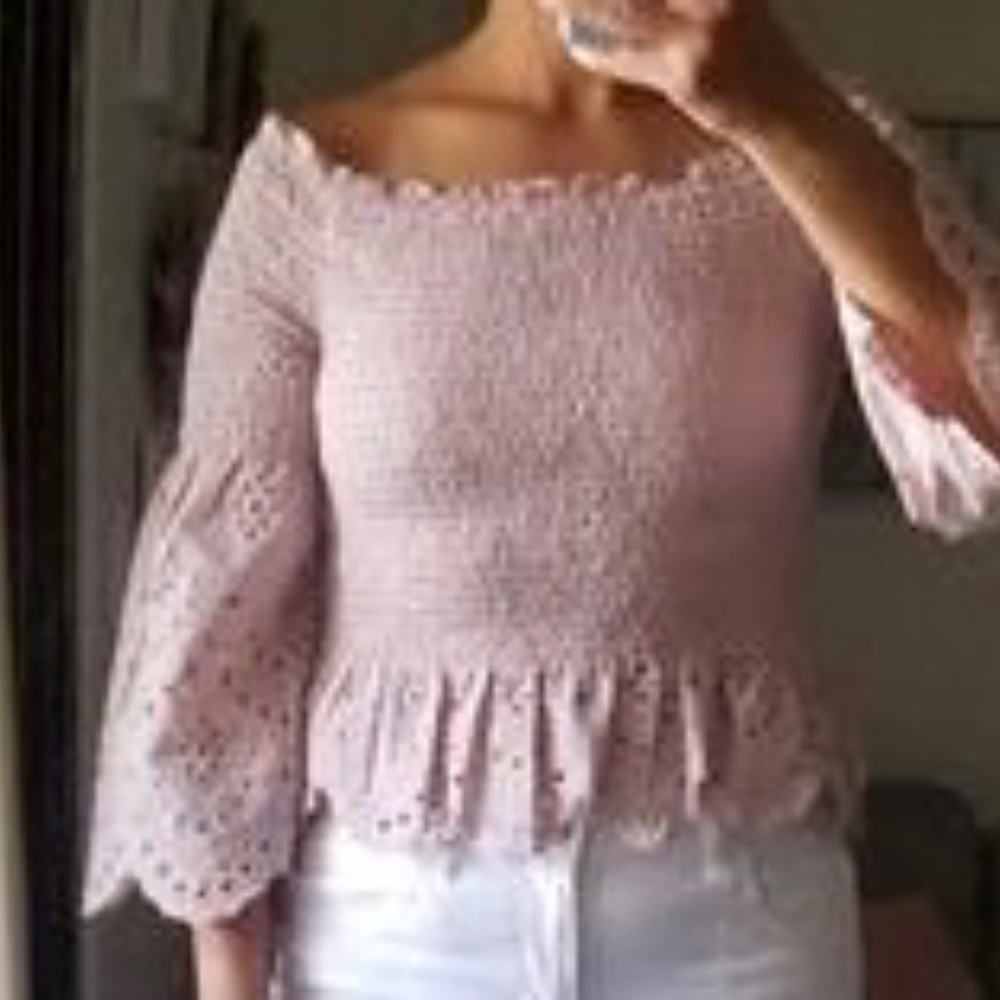 Express Off the Shoulder Smocked Top